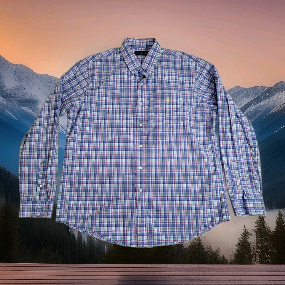 🐎Ralph Lauren Shirt Men's XL Madras Plaid Button‑Down Woven Poplin Pony Preppy